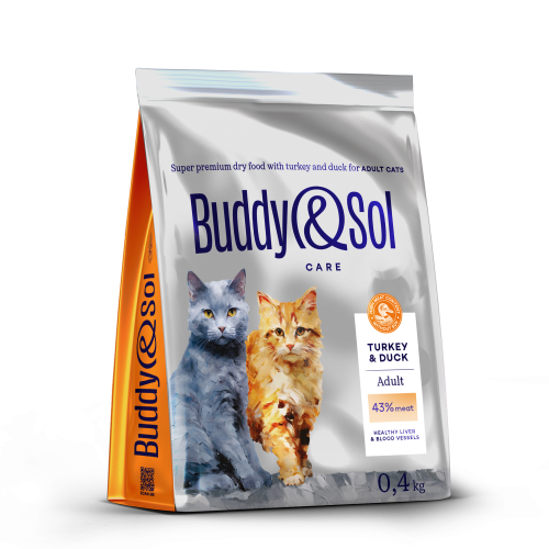 Детальная картинка Buddy&Sol CARE ADULT сухой корм суперпремиум-класса с индейкой и уткой для взрослых кошек 0,4кг