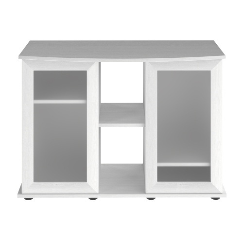 Детальная картинка Подставка AquaPlus фигурная 100 (101х42/33х72 см) две дверки МДФ со стеклом, белое дерево, в коробке, подходит для модели аквариума LUX Ф170 фото 2