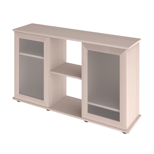 Детальная картинка Подставка AquaPlus  120 (121*41*72) две дверки МДФ со стеклом, выбеленный дуб, в коробке, подходит для моделей аквариумов LUX П264, LUX П288