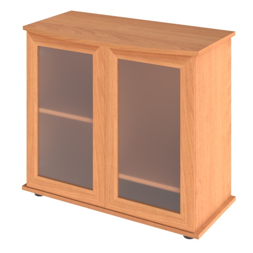 Детальная картинка Подставка AquaPlus фигурная 80 (81x36/28x72 см) две дверки МДФ со стеклом, бук, в коробке, подходит для модели аквариума LUX Ф115