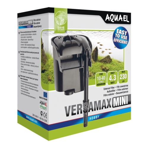 Детальная картинка Внешний навесной фильтр AQUAEL VERSAMAX MINI для аквариума 10 - 40 л (230 л/ч, 4.3 Вт)