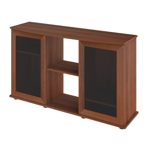 Детальная картинка Подставка AquaPlus фигурная 120 (121х41/32х72 см) две дверки МДФ со стеклом, итальянский орех, в коробке, подходит для модели аквариума LUX Ф245