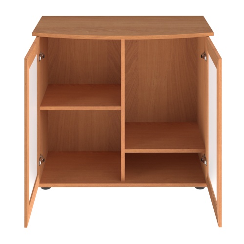 Детальная картинка Подставка AquaPlus фигурная 80 (81x36/28x72 см) две дверки МДФ со стеклом, бук, в коробке, подходит для модели аквариума LUX Ф115 фото 3