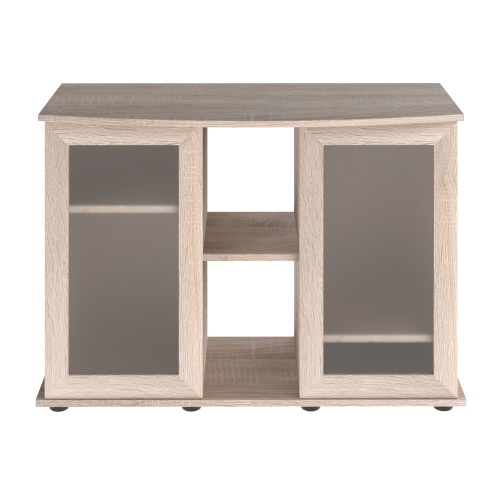 Детальная картинка Подставка AquaPlus фигурная 100 (101х42/33х72 см) две дверки МДФ со стеклом, дуб сонома, в коробке, подходит для модели аквариума LUX Ф170 фото 2