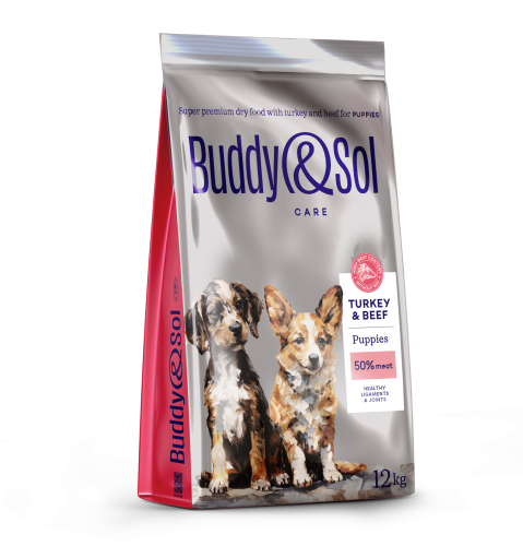 Детальная картинка Полнорационный сухой корм Buddy&Sol Care суперпремиум-класса с индейкой для щенков всех пород 12кг