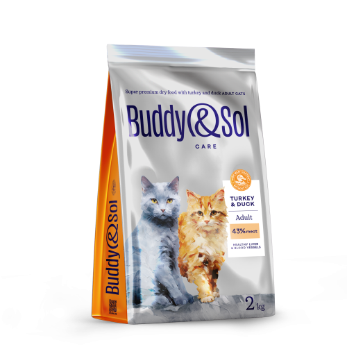 Детальная картинка Buddy&Sol CARE ADULT сухой корм суперпремиум-класса с индейкой и уткой для взрослых кошек 2кг