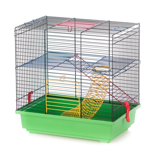 Детальная картинка Клетка InterZoo  G-008 TEDDY I COLOR + EQUIPMENT (360х240х360мм), для грызунов, прут цветной