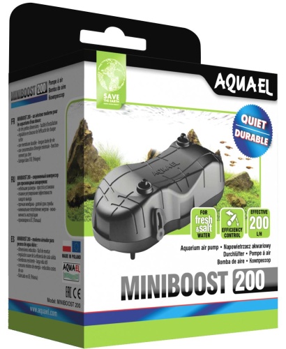 Детальная картинка Компрессор AQUAEL MINIBOOST 200 для аквариума 150 - 200 л (200 л/ч, 2.4 Вт, 2 канала, регулируемый)