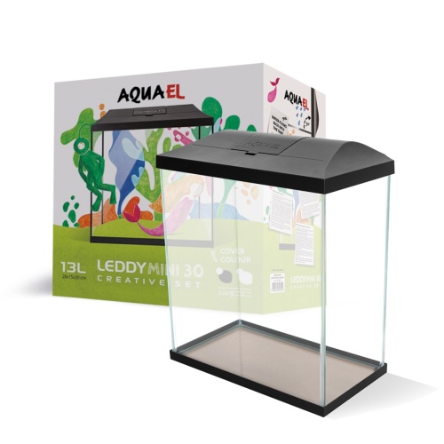 Детальная картинка Аквариум AQUAEL LEDDY MINI CREATIVE SET 30 черный  12.6 л (28.5 х 15.5 х 32 см), с фильтром и фоном фото 4