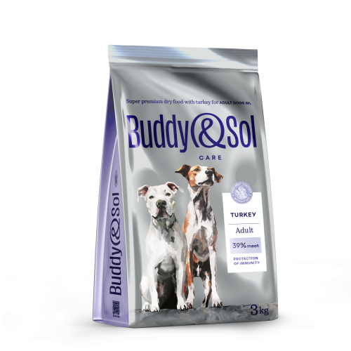 Детальная картинка Buddy&Sol CARE ADULT M/L  сухой корм суперпремиум-класса с индейкой для взрослых собак средних и крупных пород  3кг