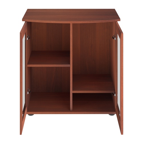 Детальная картинка Подставка AquaPlus фигурная 70 (71x36/30x72 см) две дверки МДФ со стеклом, итальянский орех, в коробке, подходит для модели аквариума LUX Ф105 фото 3