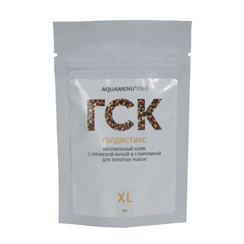 Детальная картинка Корм ежедневный AQUAMENU PRO ГСК-XL Голдистикс (пакет дой-пак 10г), палочки с гречневой мукой и спирулиной, для золотых рыбок и других растительноядных и всеядных рыб