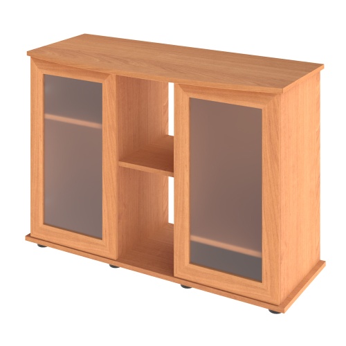 Детальная картинка Подставка AquaPlus фигурная 100 (101х42/33х72 см) две дверки МДФ со стеклом, бук, в коробке, подходит для модели аквариума LUX Ф170