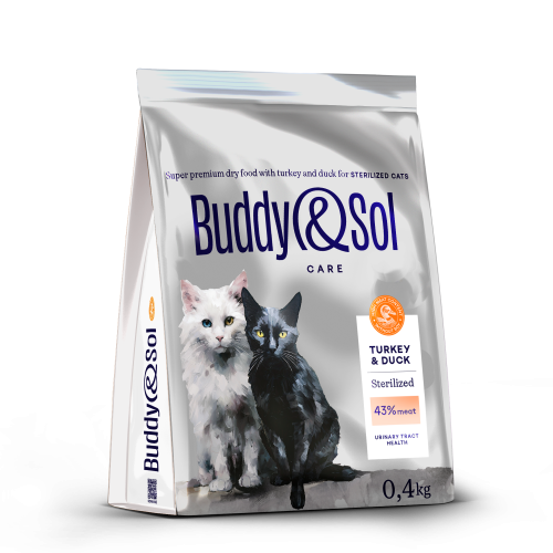Детальная картинка Buddy&Sol CARE STERILIZED сухой корм суперпремиум-класса с индейкой и уткой для стерилизованных кошек 0,4кг