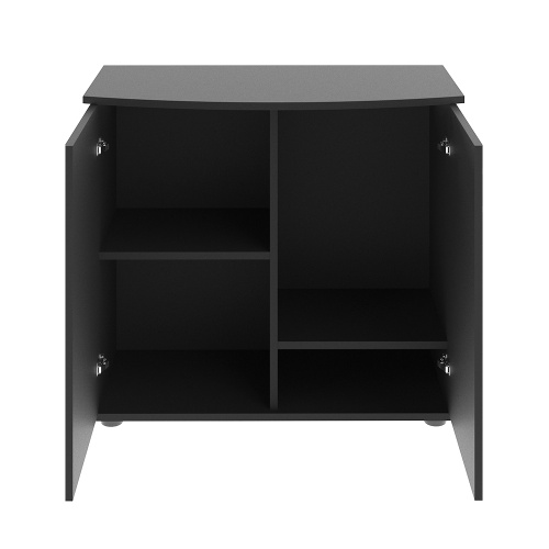 Детальная картинка Подставка AquaPlus фигурная 80 (81x36/28x72 см) две дверки ДСП, черная, в коробке, подходит для модели аквариума LUX Ф115 фото 3