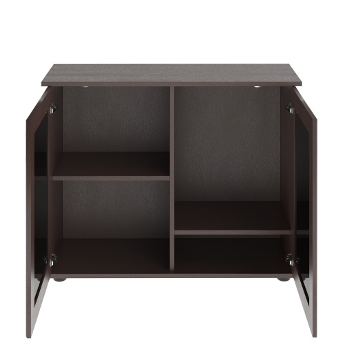 Детальная картинка Пoдставка New 90 (91*36*72 см) две дверки МДФ со стеклом, венге, собранная  фото 3