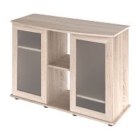 Картинка анонса Подставка AquaPlus фигурная 100 (101х42/33х72 см) две дверки МДФ со стеклом, дуб сонома, в коробке, подходит для модели аквариума LUX Ф170