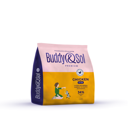 Детальная картинка Buddy&Sol  PREMIUM KITTEN Полнорационный сухой корм  премиум-класса с курицей для котят 1,8кг