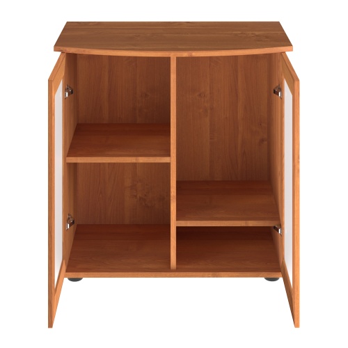 Детальная картинка Подставка AquaPlus фигурная 70 (71x36/30x72 см) две дверки МДФ со стеклом, ольха, в коробке, подходит для модели аквариума LUX Ф105 фото 3